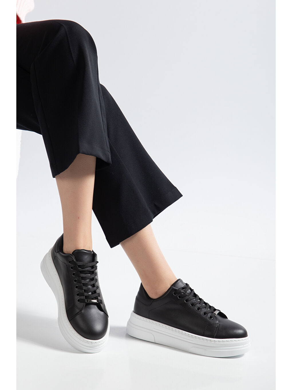 Siyah D0718 Günlük Ortopedik Kadın Sneaker Spor Ayakkabı-3