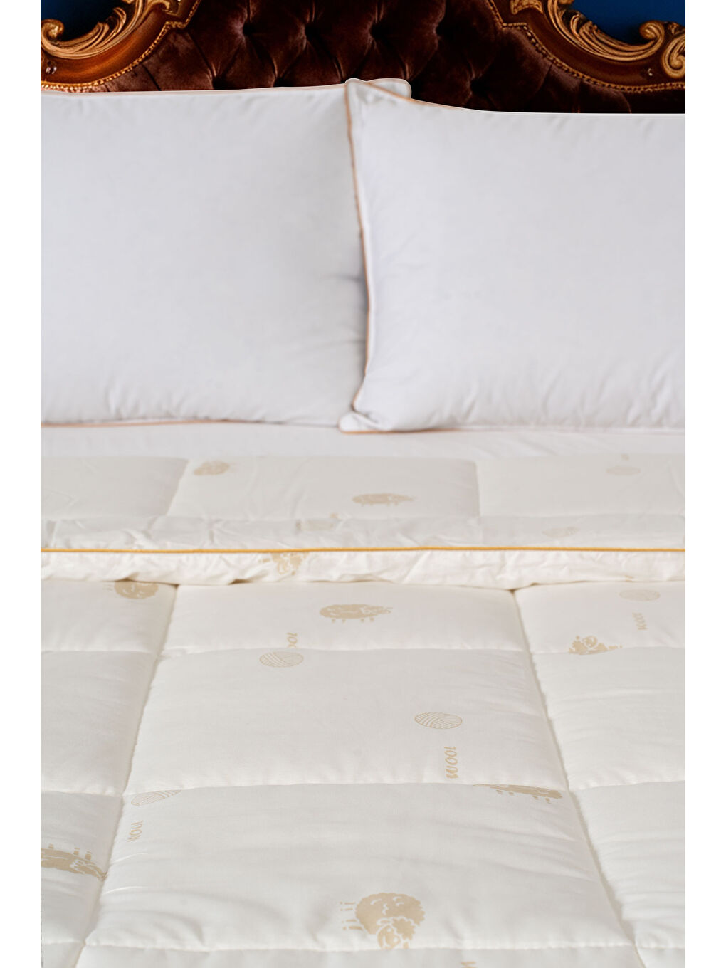 Ekru Pure Woll King Size Yün Yorgan (215x235 cm) – %100 Pamuk Kılıf | Bez Çantalı-6