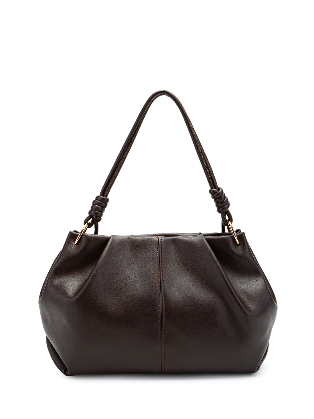 Kahverengi Büzgü Detaylı Suni Deri Chen Kol Çanta Kahve-2