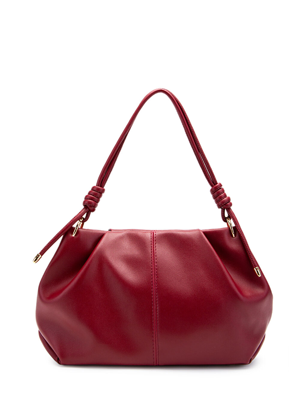 Büzgü Detaylı Suni Deri Chen Kol Çanta Bordo