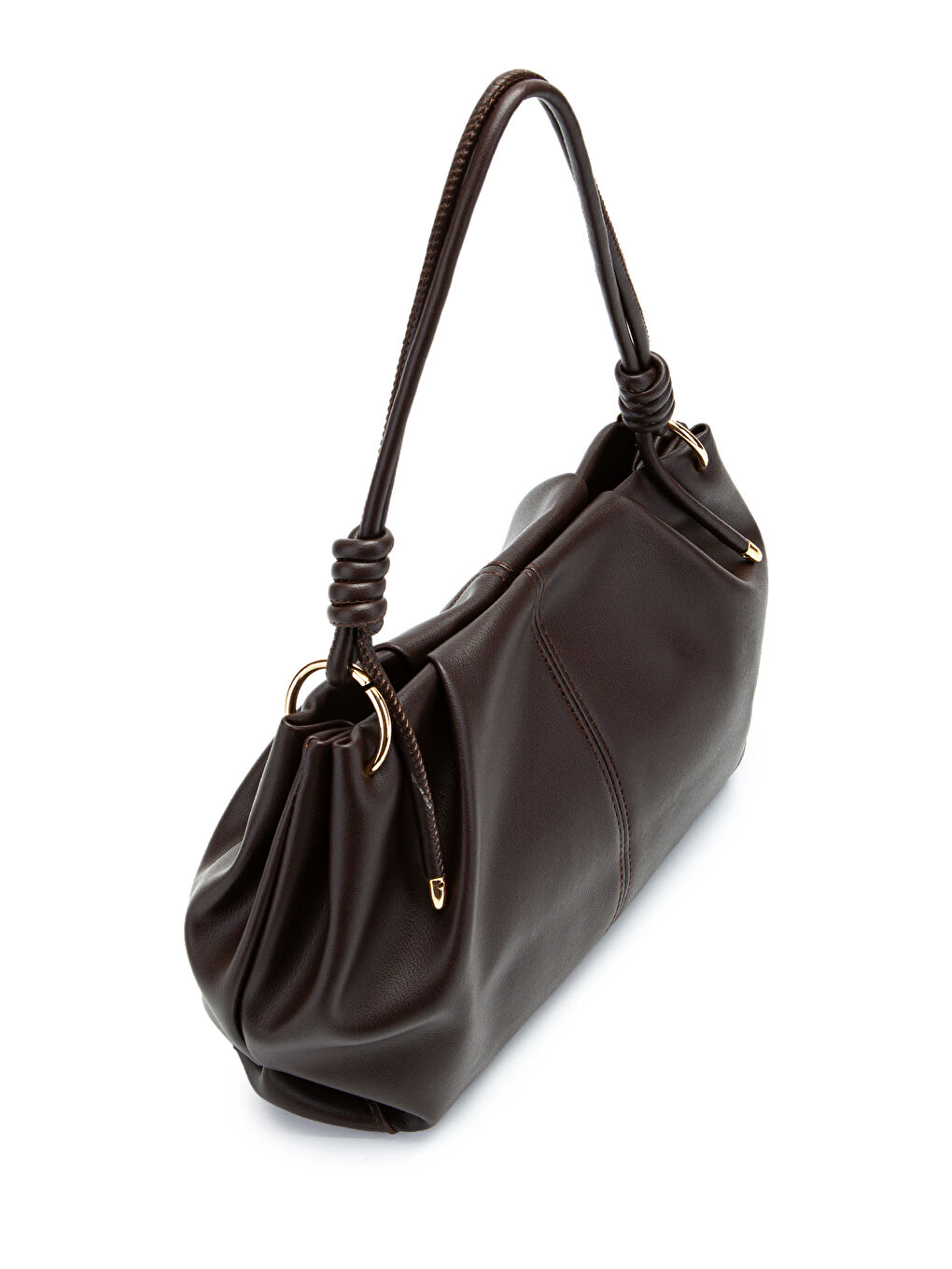 Kahverengi Büzgü Detaylı Suni Deri Chen Kol Çanta Kahve-3