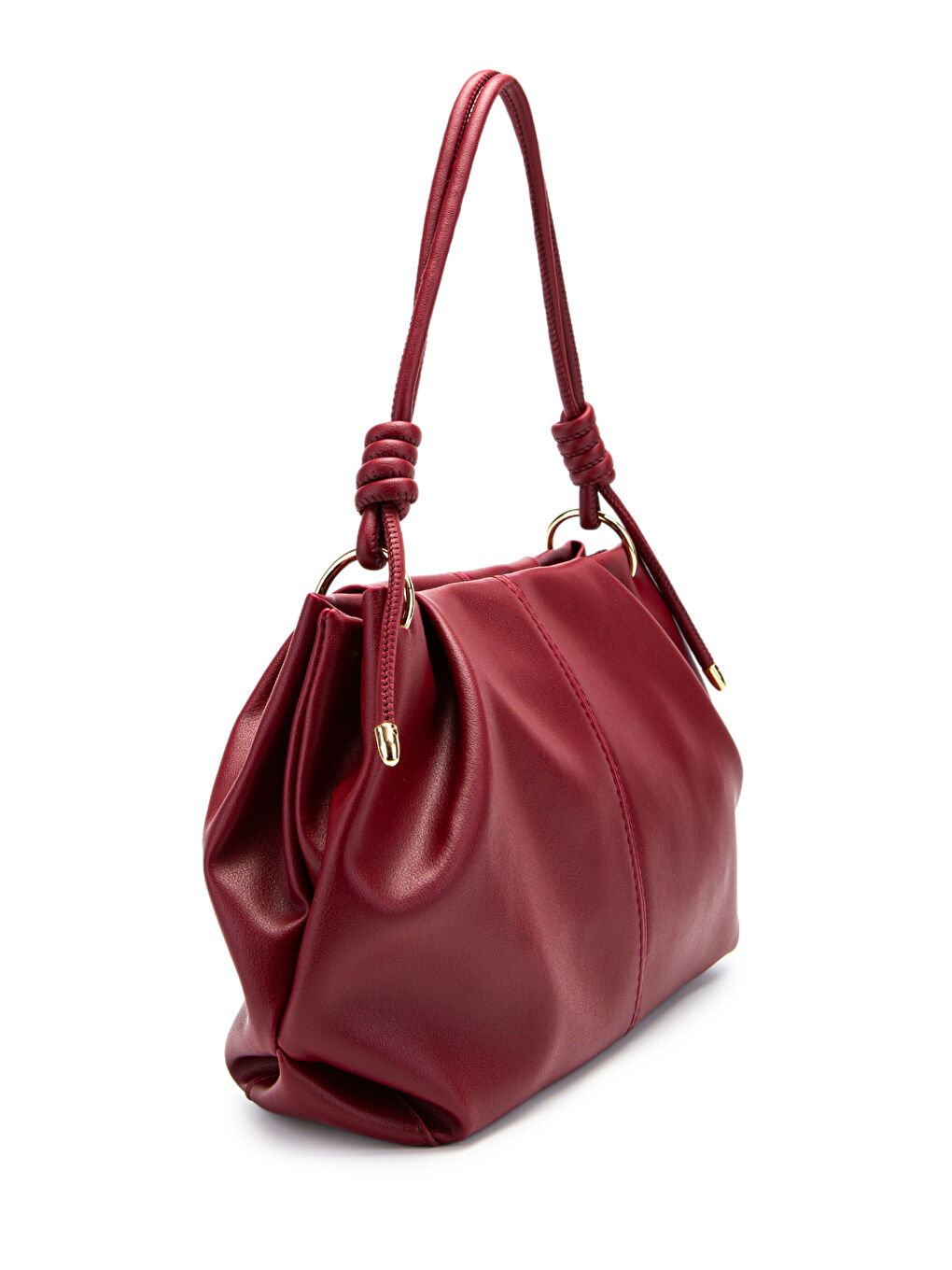 Büzgü Detaylı Suni Deri Chen Kol Çanta Bordo-1