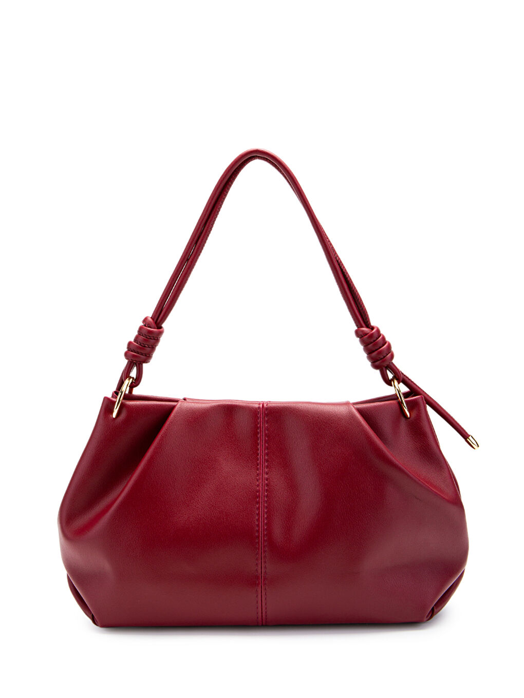 Büzgü Detaylı Suni Deri Chen Kol Çanta Bordo-2