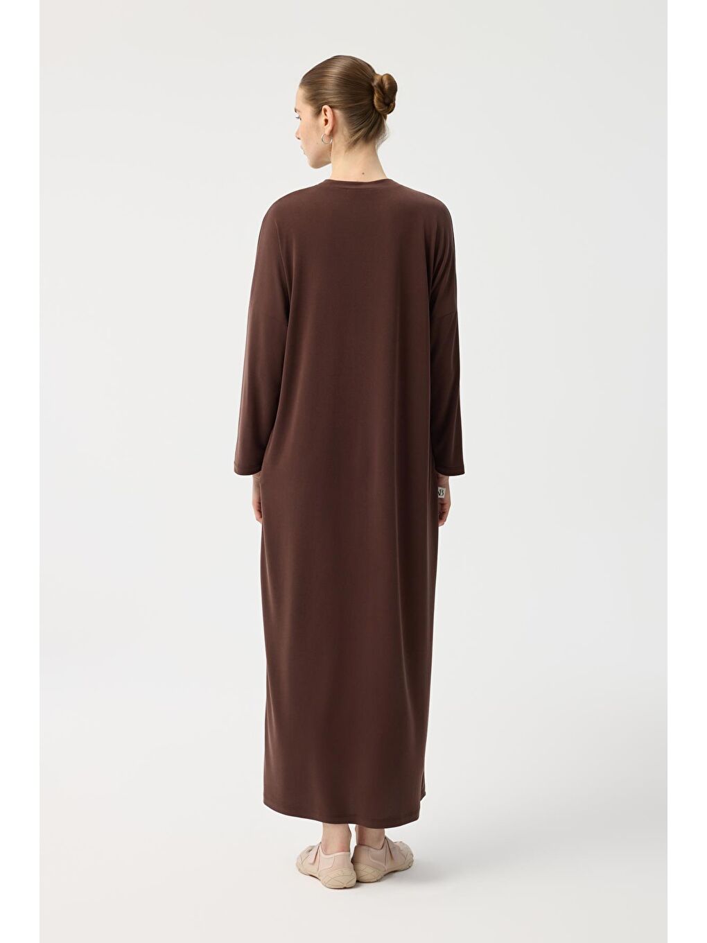 Modal Cupra Elbise Kahverengi-5