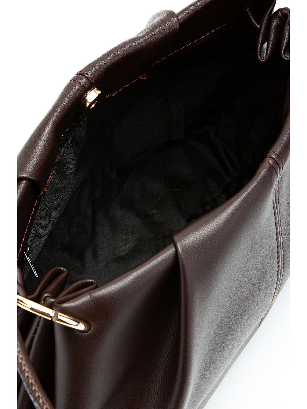 Kahverengi Büzgü Detaylı Suni Deri Chen Kol Çanta Kahve-4