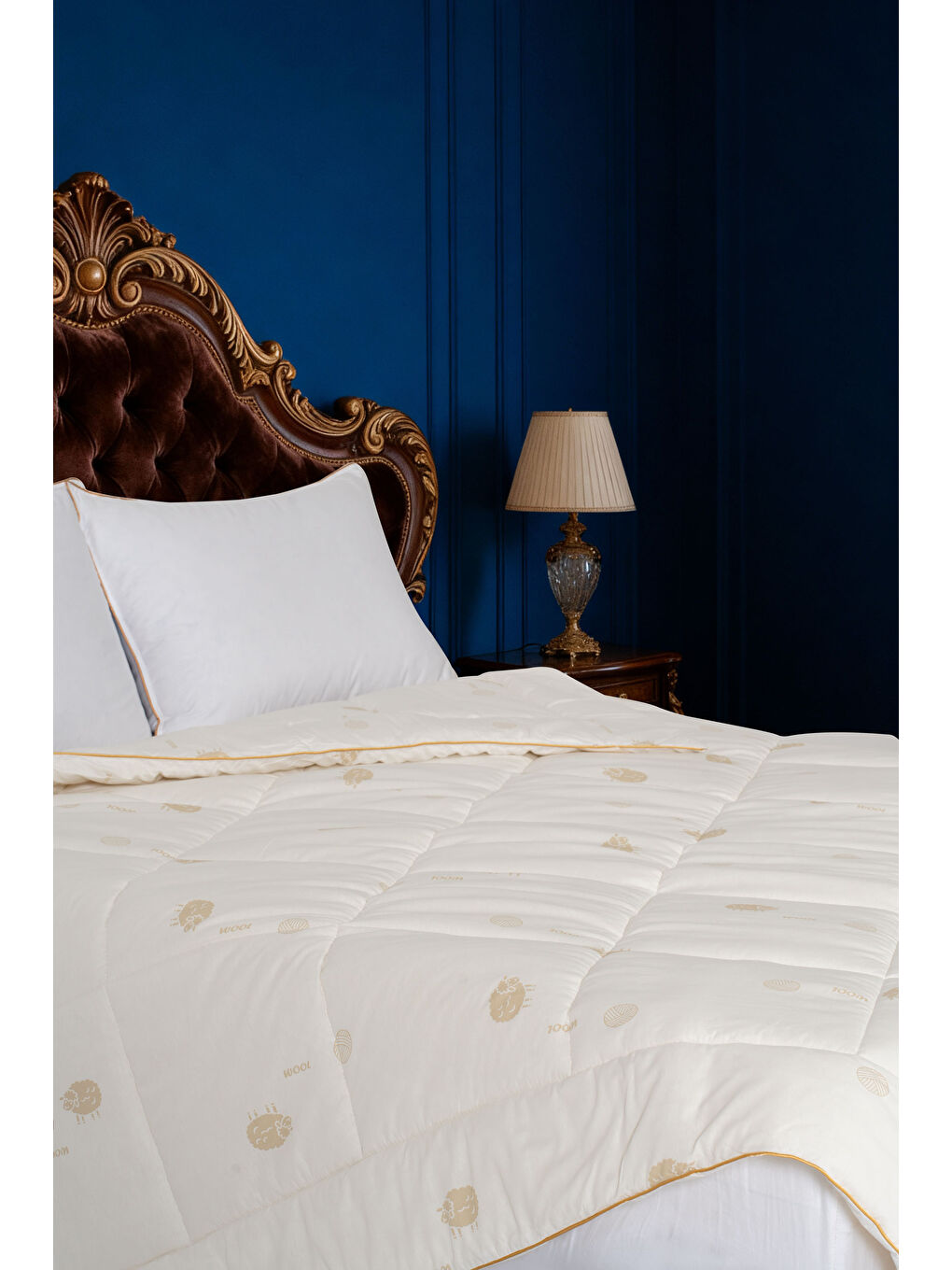 Ekru Pure Woll King Size Yün Yorgan (215x235 cm) – %100 Pamuk Kılıf | Bez Çantalı-3