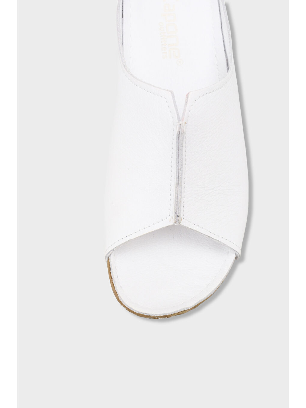 Beyaz Marielle Hakiki Deri Soft Konfor Kadın Terlik-2