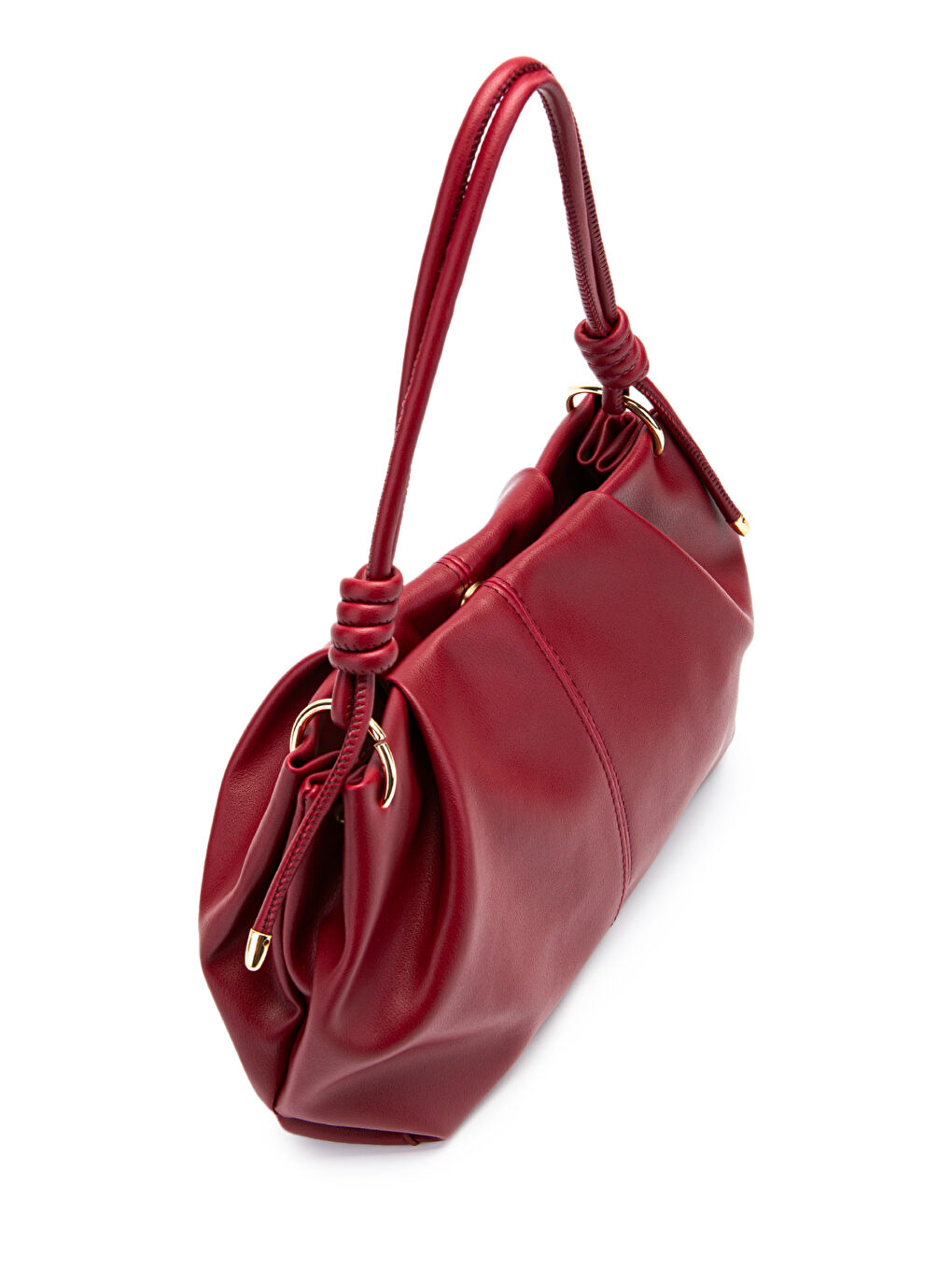 Büzgü Detaylı Suni Deri Chen Kol Çanta Bordo-3