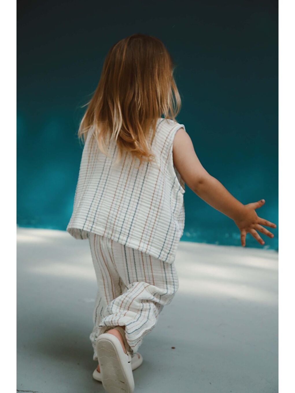 Kahverengi-İndigo Çizgili Atlet Ve Pantolon Takım-1