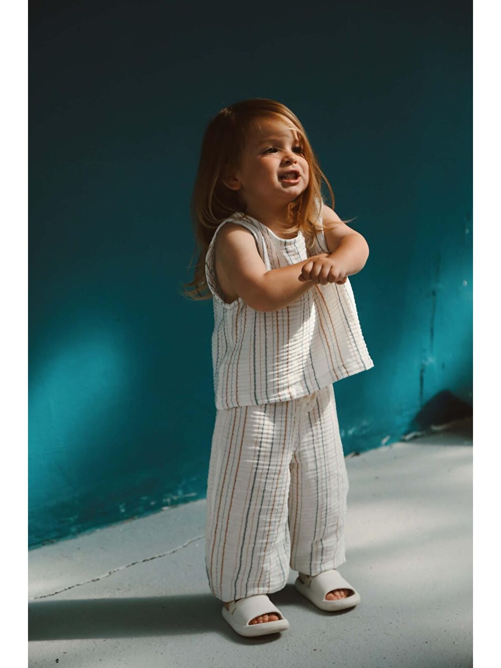 Kahverengi-İndigo Çizgili Atlet Ve Pantolon Takım-2