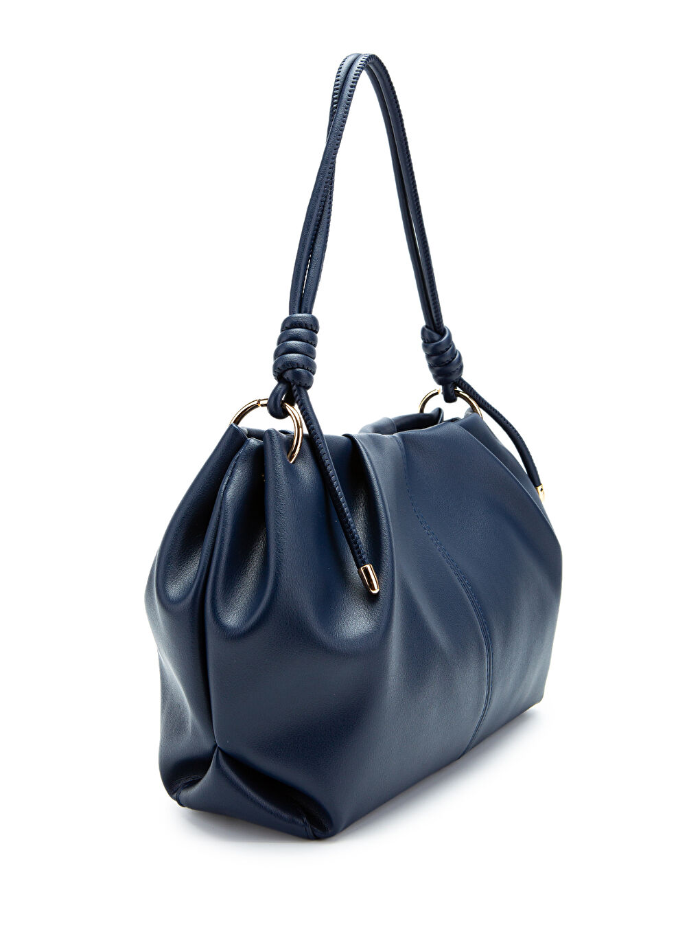 Büzgü Detaylı Suni Deri Chen Kol Çanta Lacivert-1