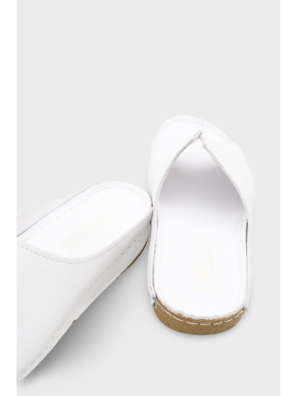 Beyaz Marielle Hakiki Deri Soft Konfor Kadın Terlik-3