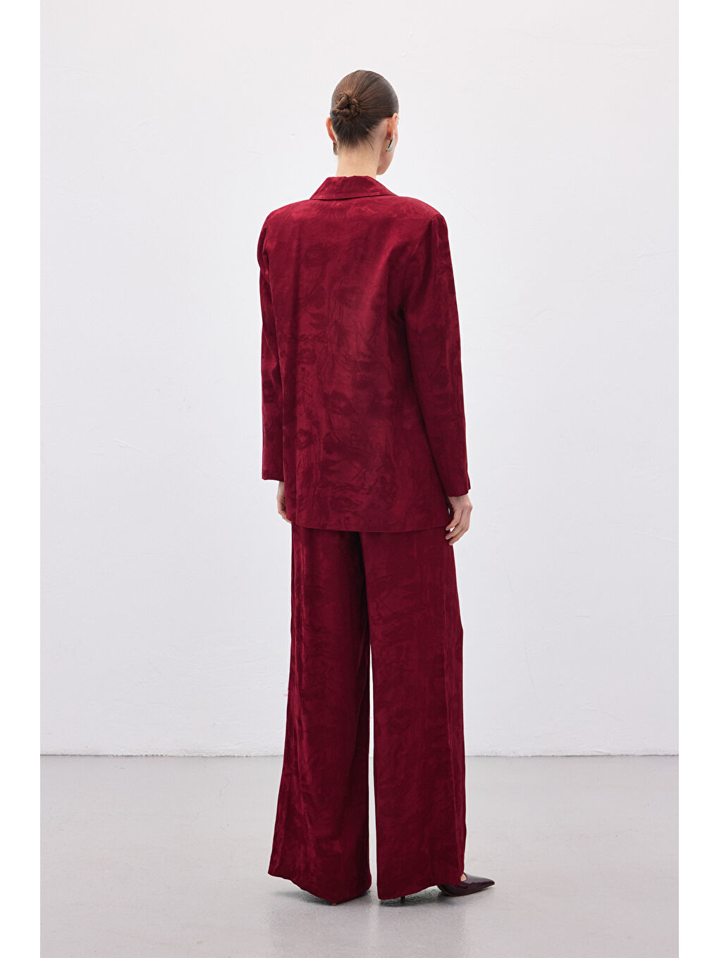 Jakarlı Uzun Ceket - Bordo-7