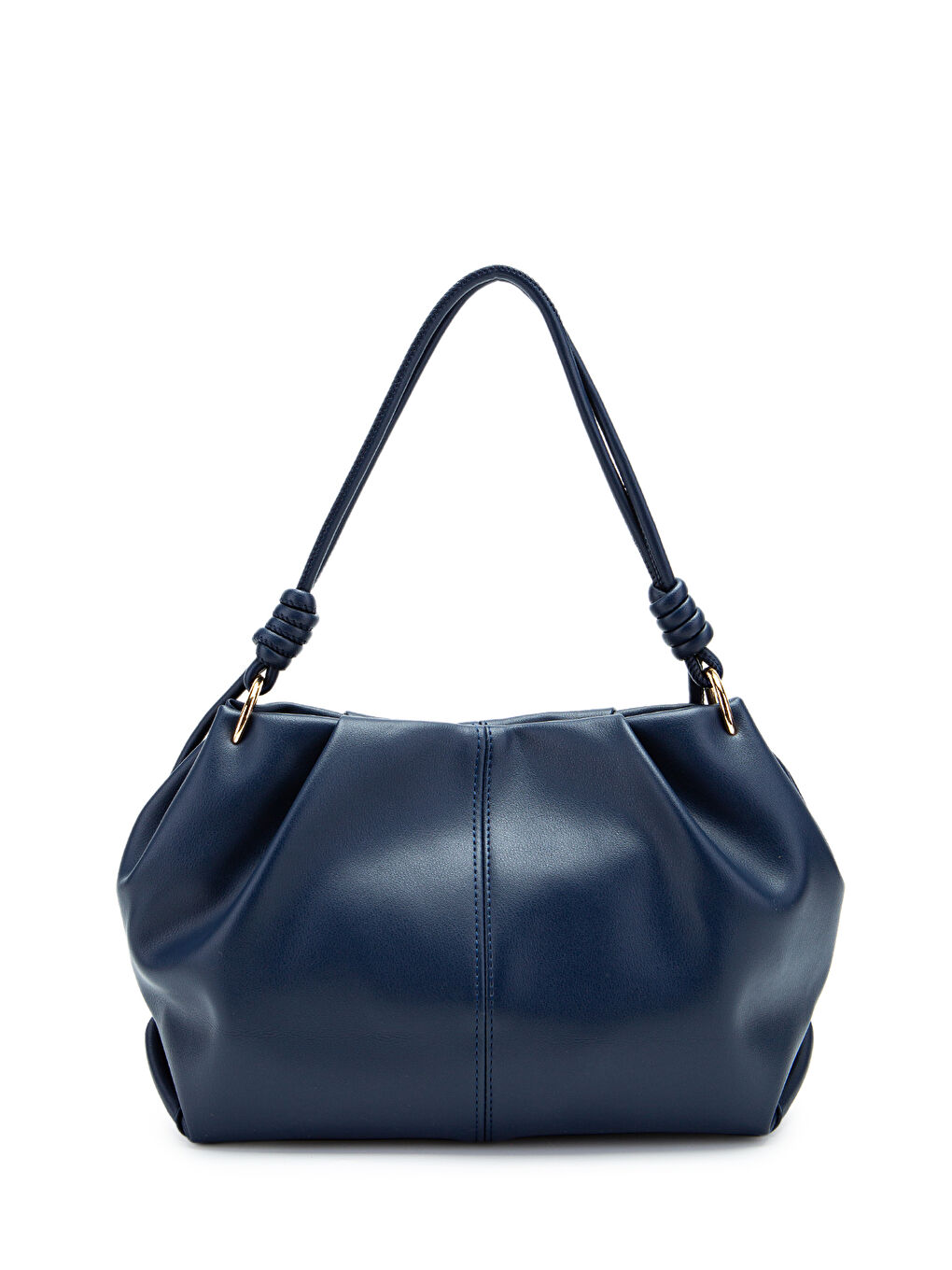 Büzgü Detaylı Suni Deri Chen Kol Çanta Lacivert-2