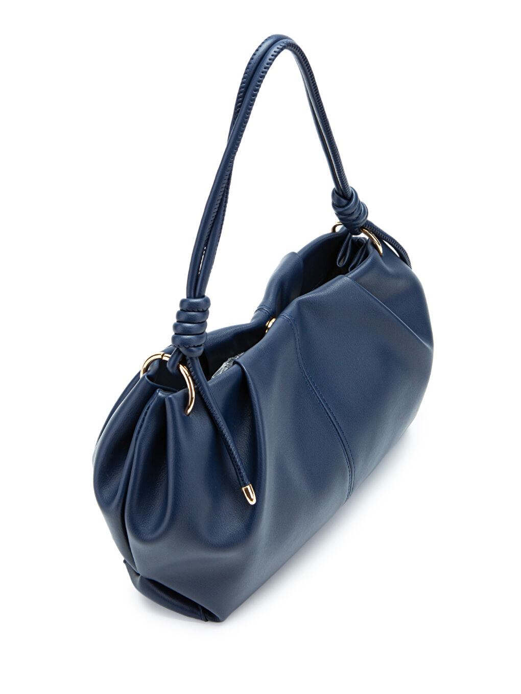 Büzgü Detaylı Suni Deri Chen Kol Çanta Lacivert-3