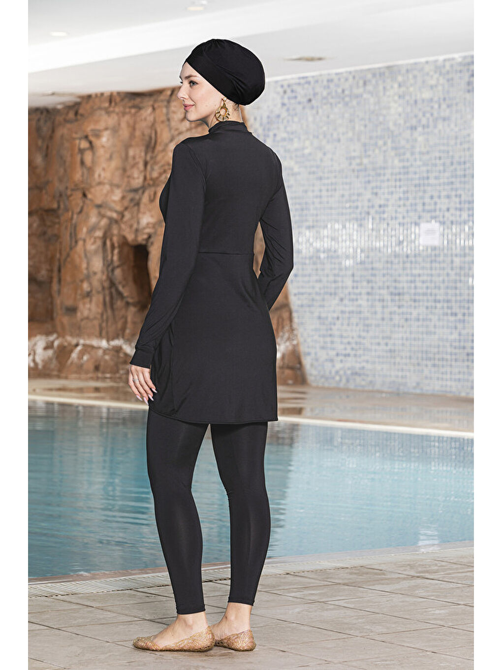 Elastanlı Tam Kapalı Tesettür Mayo 1270 01 Siyah-1