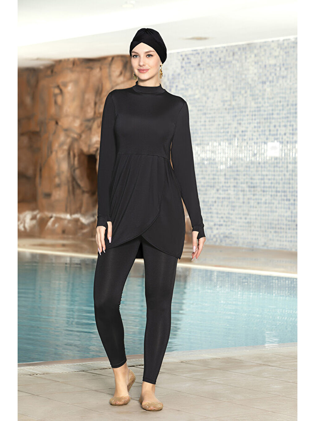 Elastanlı Tam Kapalı Tesettür Mayo 1270 01 Siyah-2