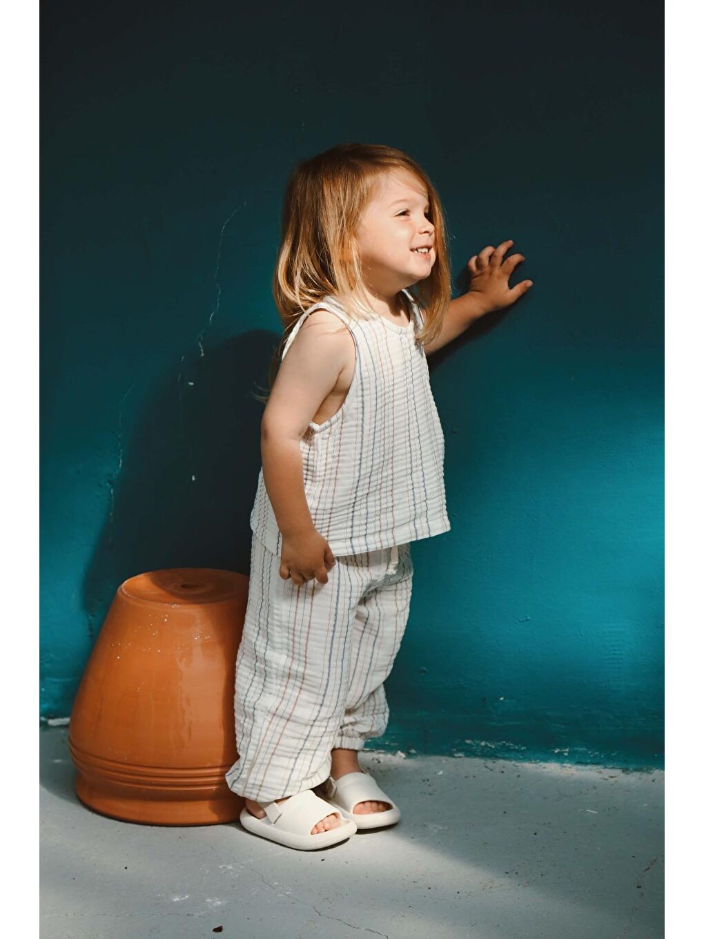 Kahverengi-İndigo Çizgili Atlet Ve Pantolon Takım-4