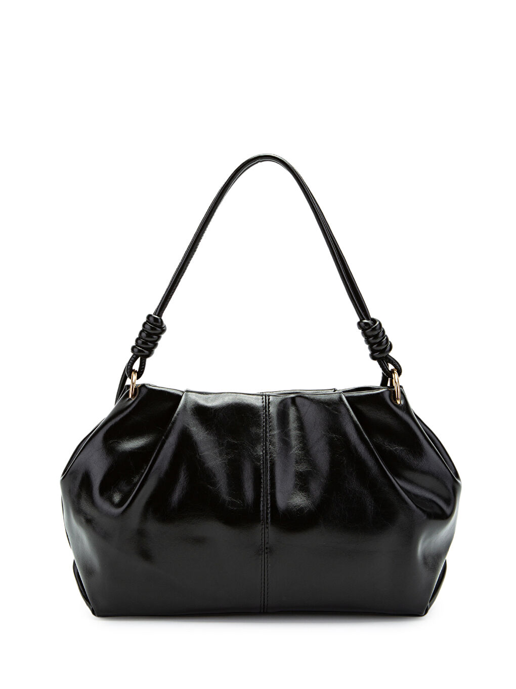 Büzgü Detaylı Suni Deri Chen Kol Çanta Siyah-2