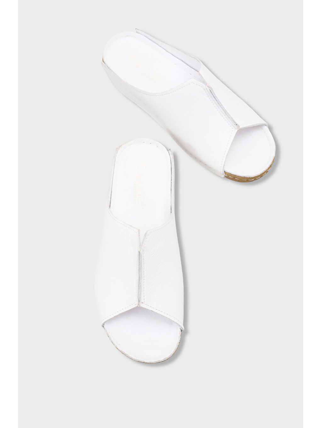 Beyaz Marielle Hakiki Deri Soft Konfor Kadın Terlik-5