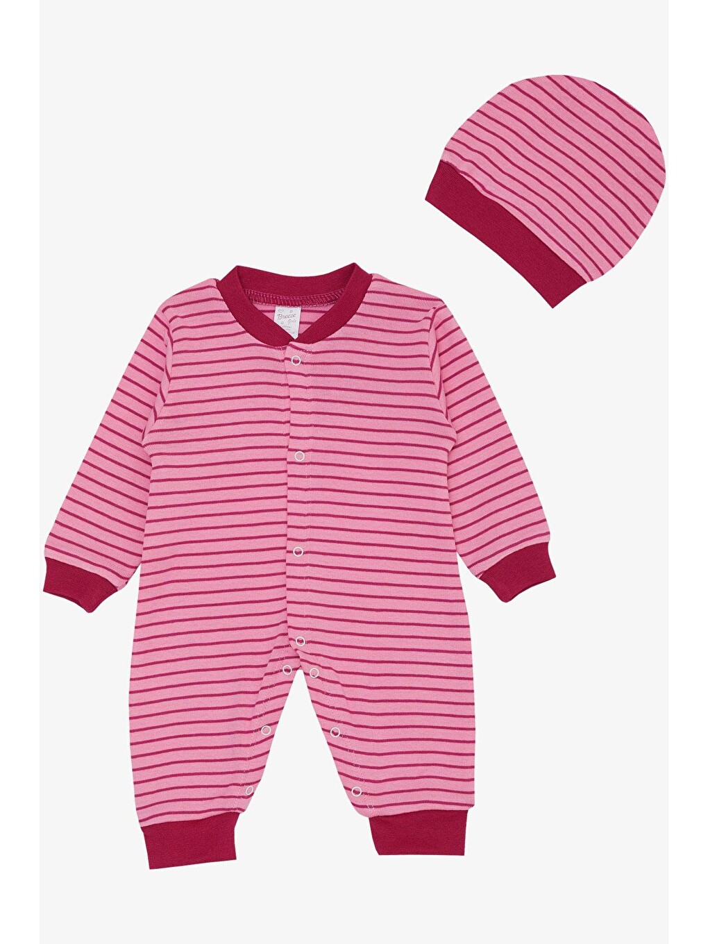 Kız Bebek Tulum Çizgili Pembe (0-6 Ay)