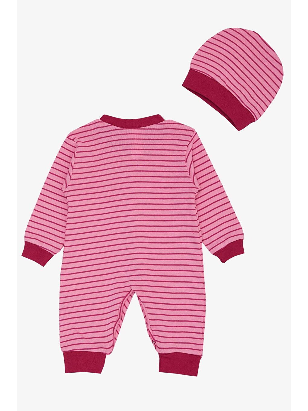 Kız Bebek Tulum Çizgili Pembe (0-6 Ay)-1