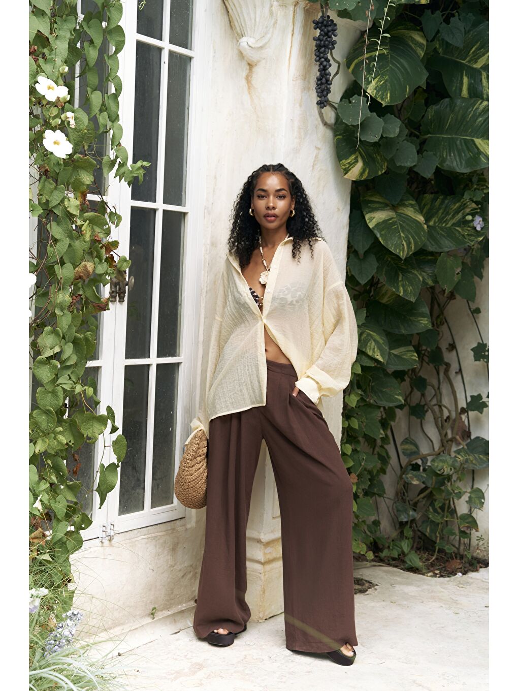 Syaritta Oversize Sarı Transparan Gömlek-1