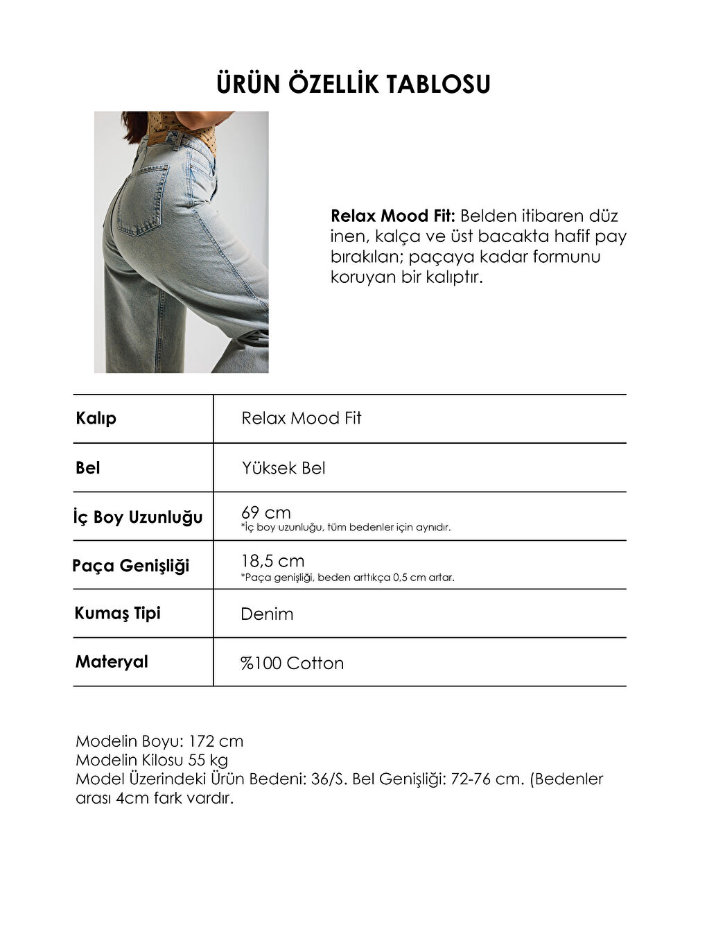 Mavi Kadın Jean Rengi 4s6-75 Relax Fit %100 Pamuk Denim Jean-4
