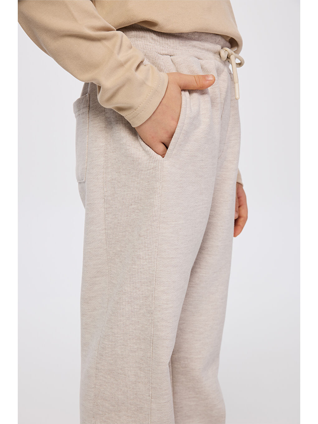 Erkek Çocuk Bej Melanj Eşofman Altı-1