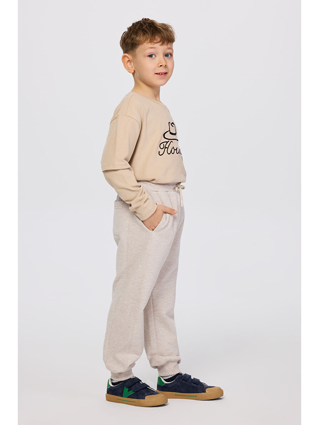 Erkek Çocuk Bej Melanj Eşofman Altı-5