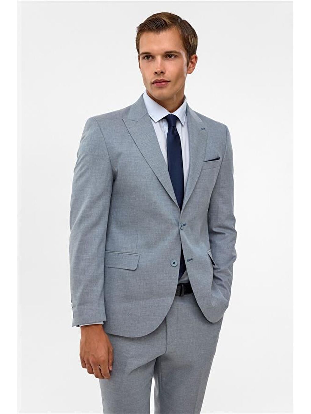 Saks Mavi Slim Desenli Mono Yaka 6 Drop Takım Elbise-1