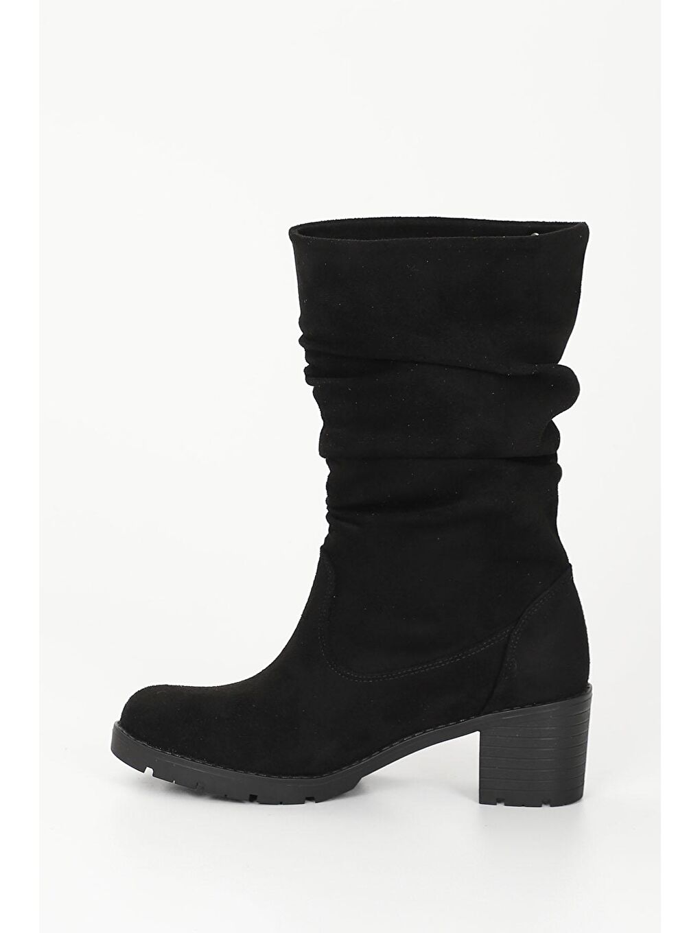 Siyah SİYAH  Yuvarlak Burun Körüklü Topuklu Kadın Günlük Çizme 35020-5