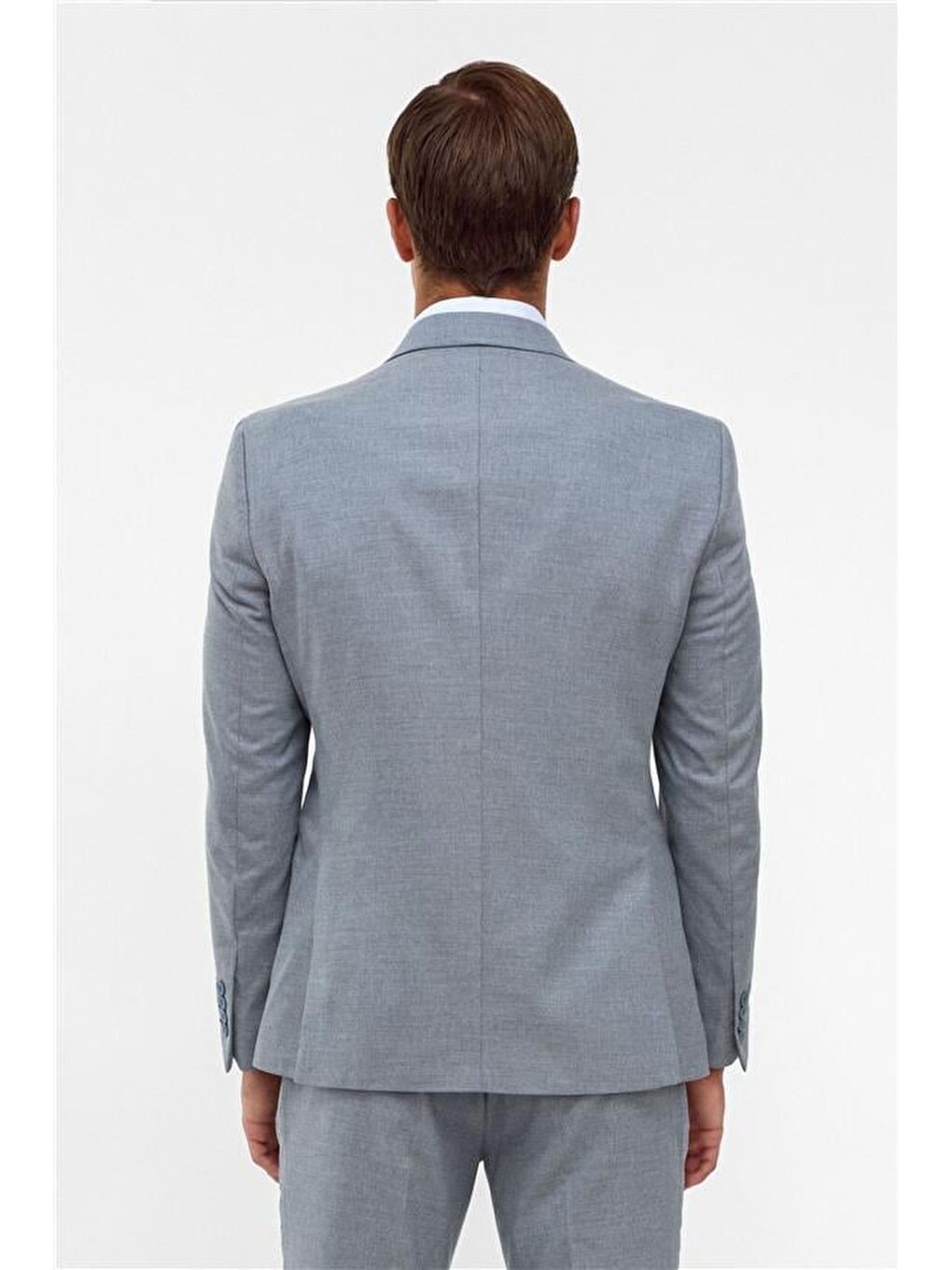 Saks Mavi Slim Desenli Mono Yaka 6 Drop Takım Elbise-4