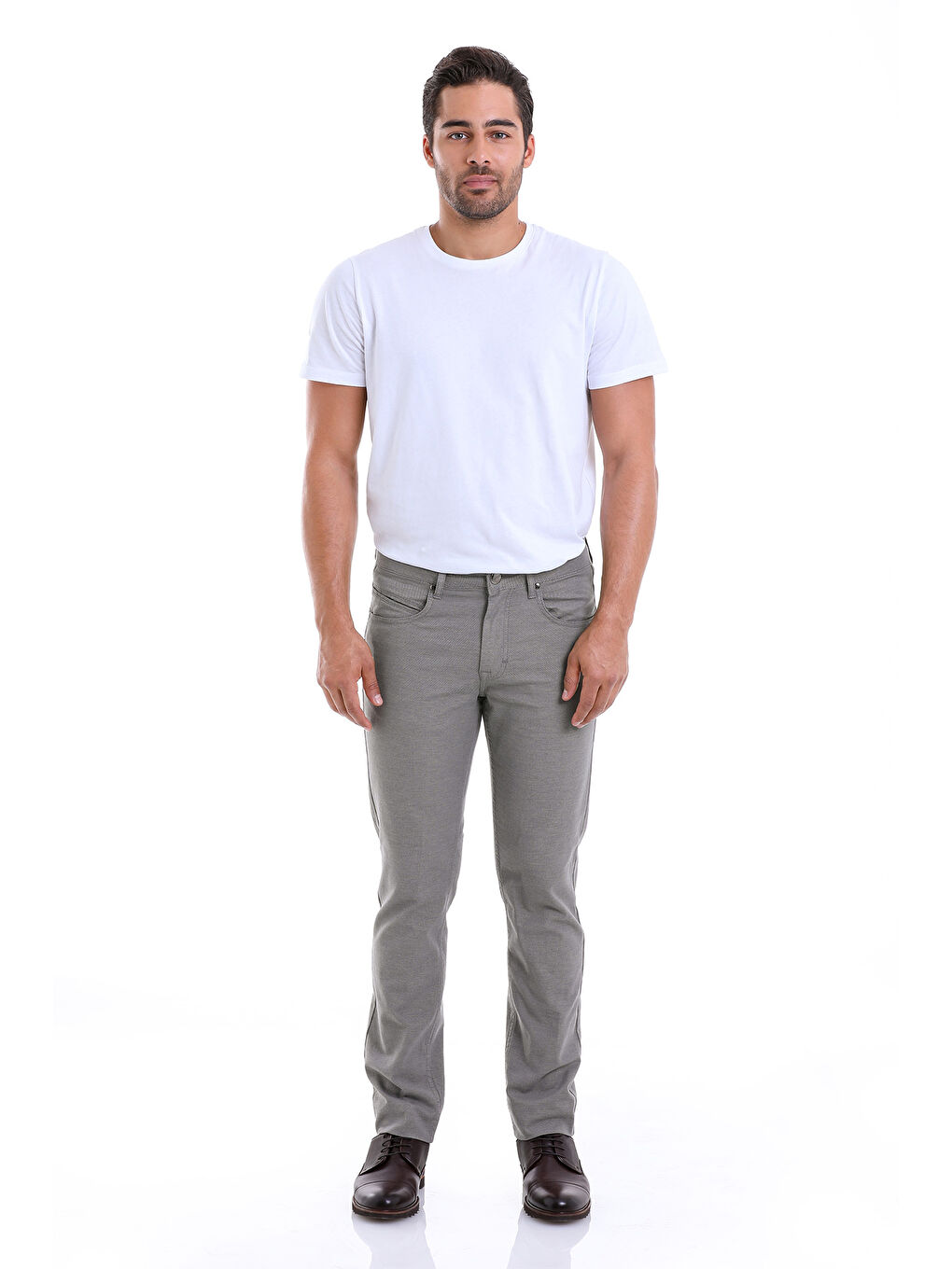 Haki Regular Fit Desenli Pamuklu 5 Cep Kanvas Pantolon