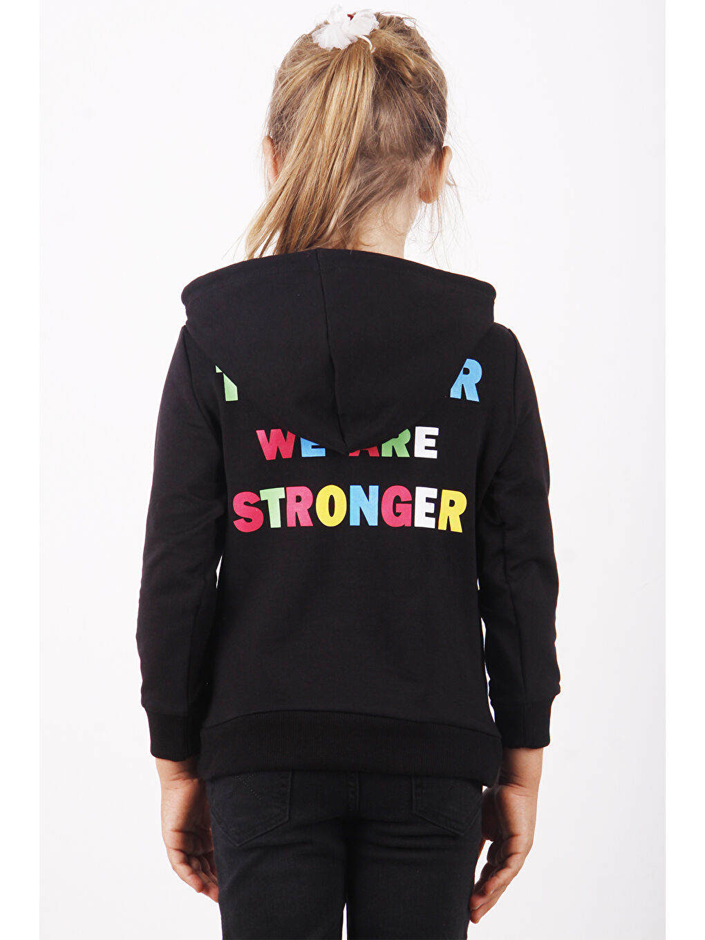 Siyah Kız Çocuk Stronger Baskılı Sweatshirt-1