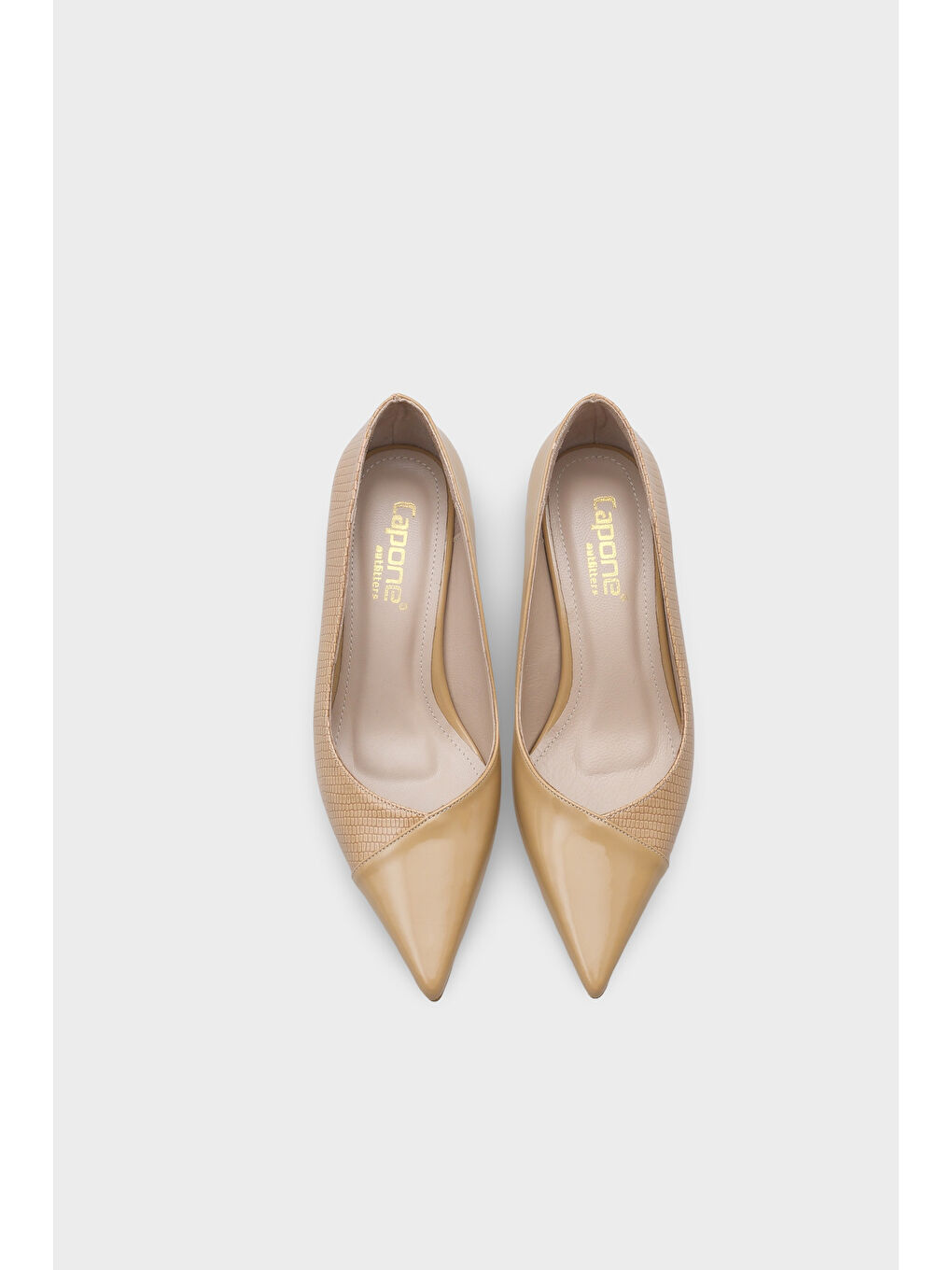 Bej Brianne Orta Topuklu Bantlı Yılan Baskılı Hakiki Deri Astarlı Stiletto-5