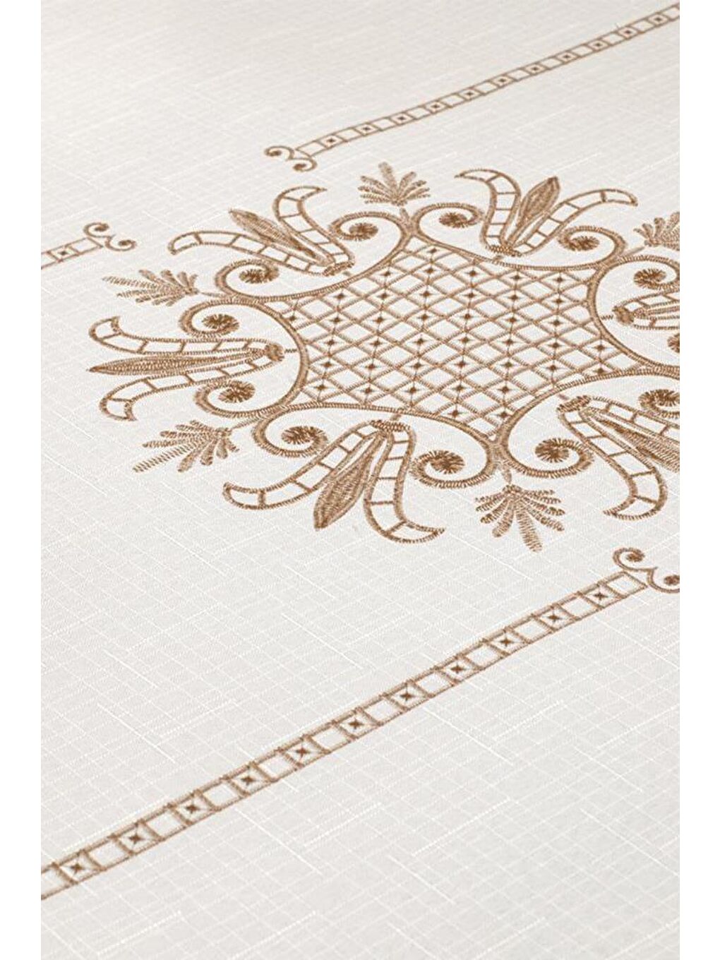 Sarı Lale Baskılı Dikdörtgen Masa Örtüsü Gold-4