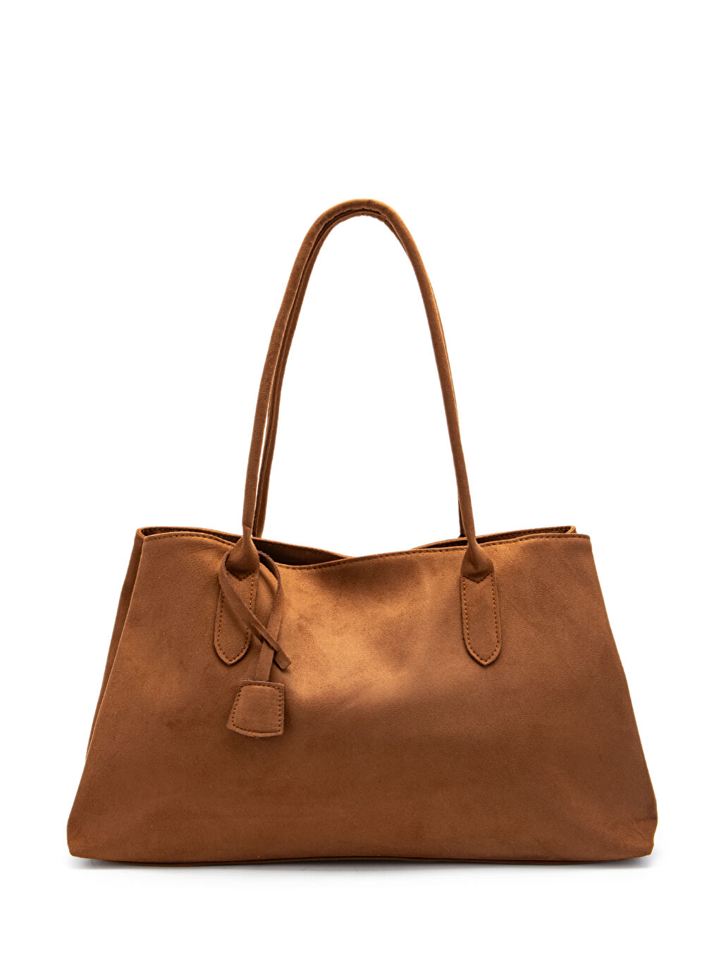 Kahverengi Süet Mıknatıs Kapama Diaz Kol Çanta Taba