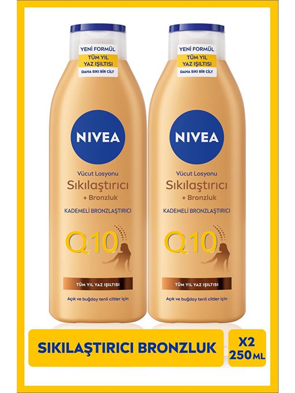 Q10 Sıkılaştırıcı Ve Bronzlaştırıcı Vücut Losyonu 250ml, Kademeli Bronzluk, Açık Buğday Ten, X