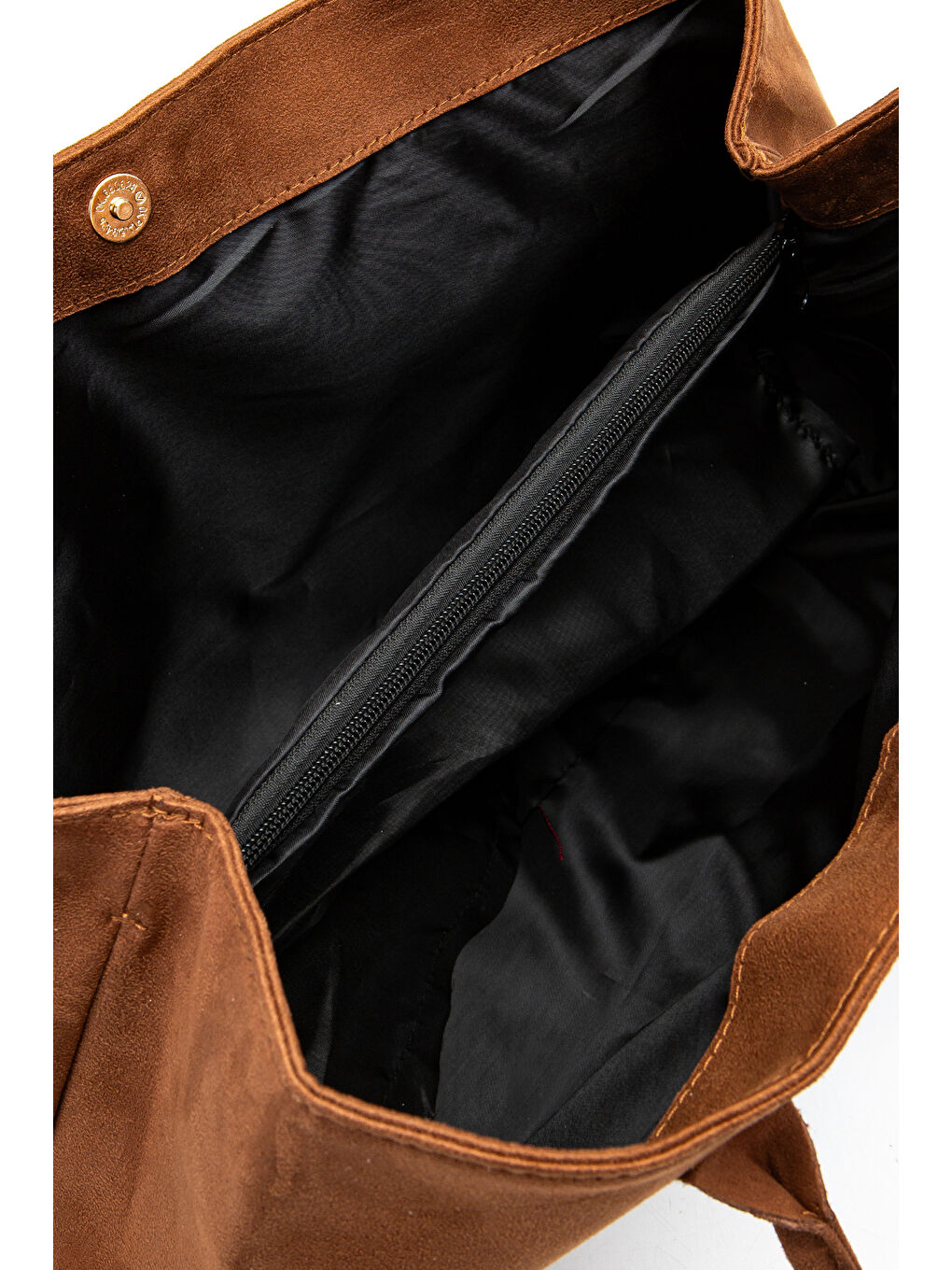 Kahverengi Süet Mıknatıs Kapama Diaz Kol Çanta Taba-4