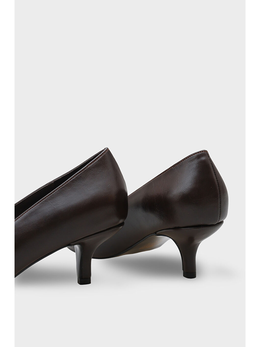 Kahverengi Veronica Orta Topuklu Sivri Burunlu Hakiki Deri Astar Kadın Stiletto-3