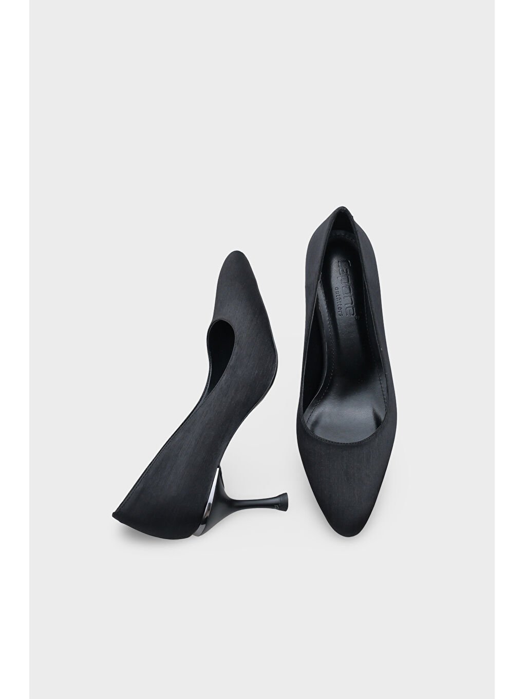 Siyah Malinde Saten Kadın Stiletto-4