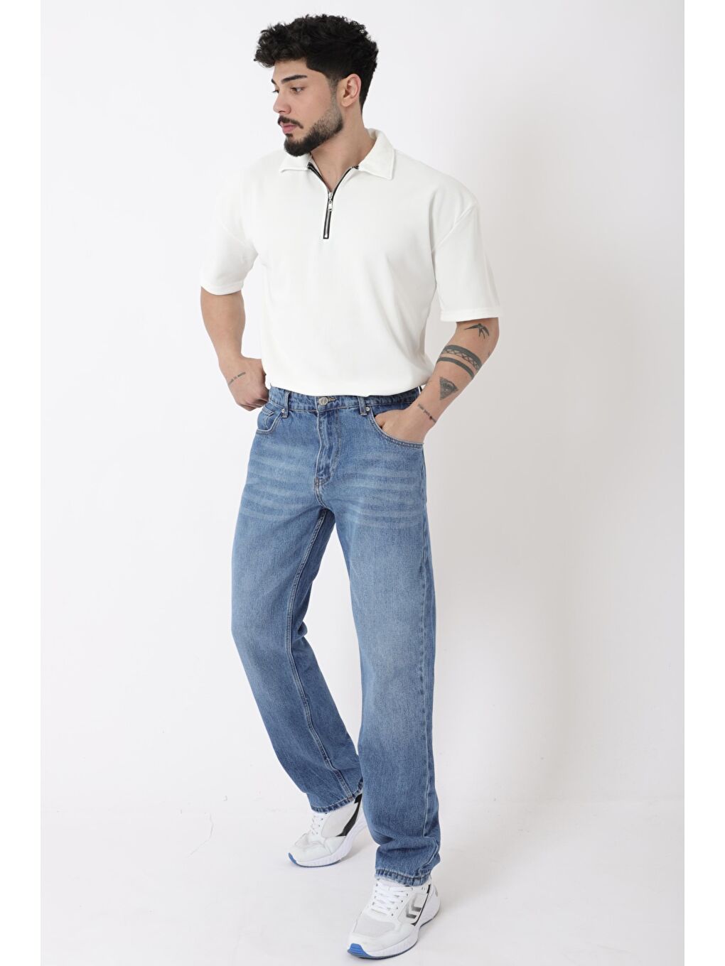 Mavi Rahat Baggy %100 Pamuk Jean Pantolon MM_0405-3