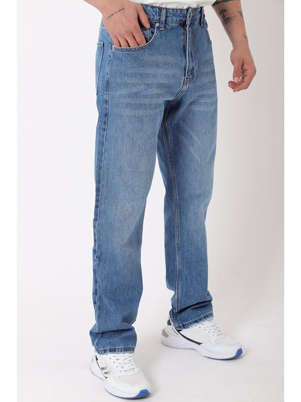 Mavi Rahat Baggy %100 Pamuk Jean Pantolon MM_0405-5