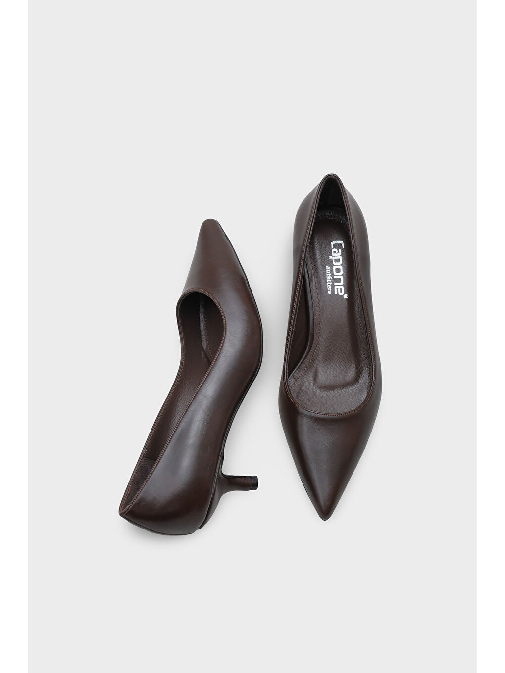 Kahverengi Veronica Orta Topuklu Sivri Burunlu Hakiki Deri Astar Kadın Stiletto-4