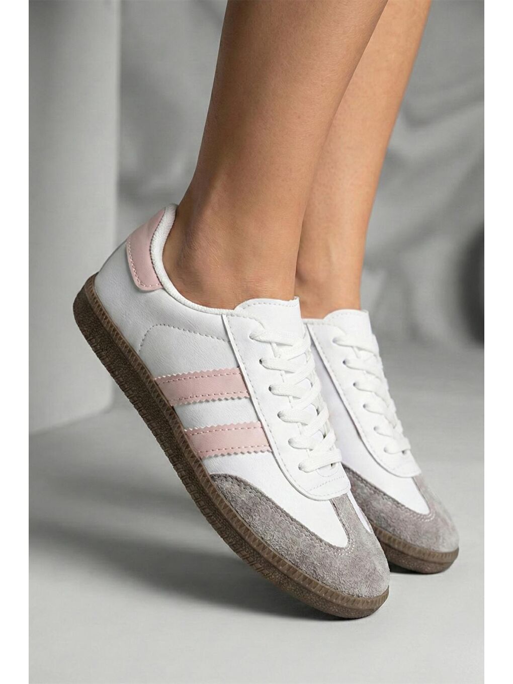 Pembe Sany Retro Hafif Rahat Taban Bağcıklı Kadın Sneaker-1