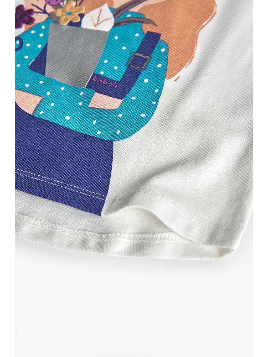 Ekru Kız Çocuk Çiçek Baskılı Bluz-4