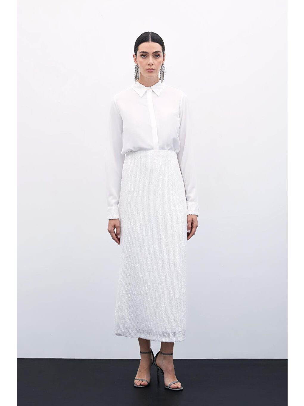 Karolin Midi Etek - Ekru-1