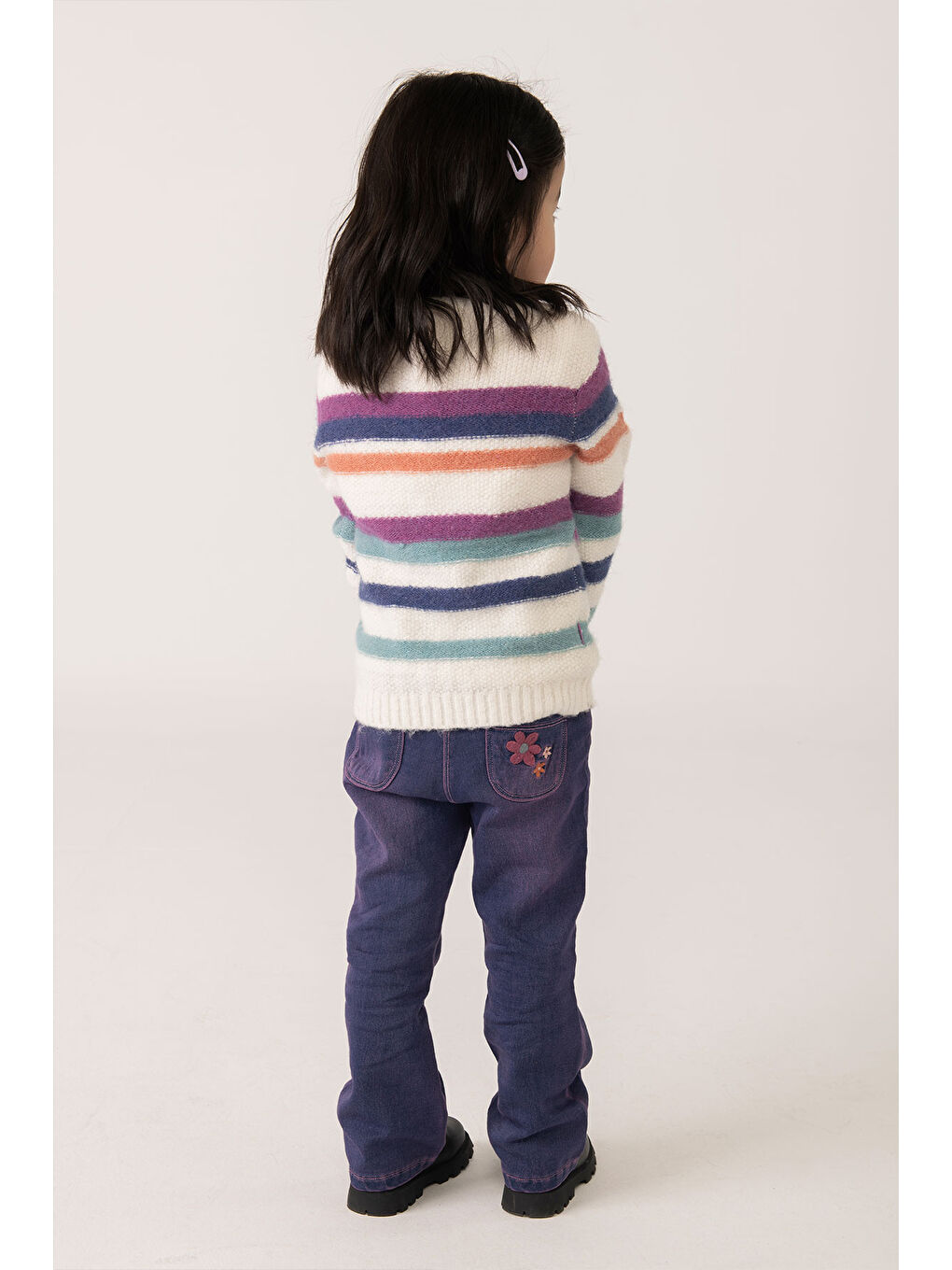 Lacivert Kız Çocuk Denim Pantolon-5