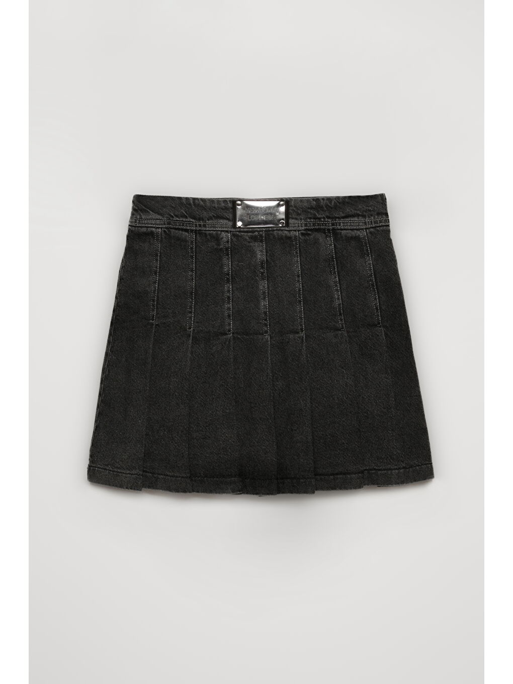 Beli Etiketli Pileli Jean Etek Antrasit-1